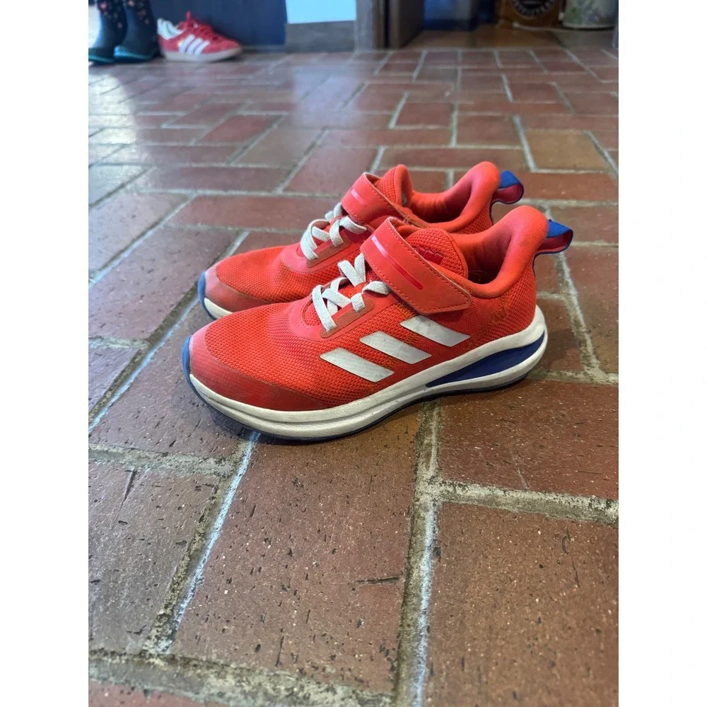 Adidas FortaRun Kids Sneakers Red Blue‎ White FV2625 Size 1.5Y Hook and Loop